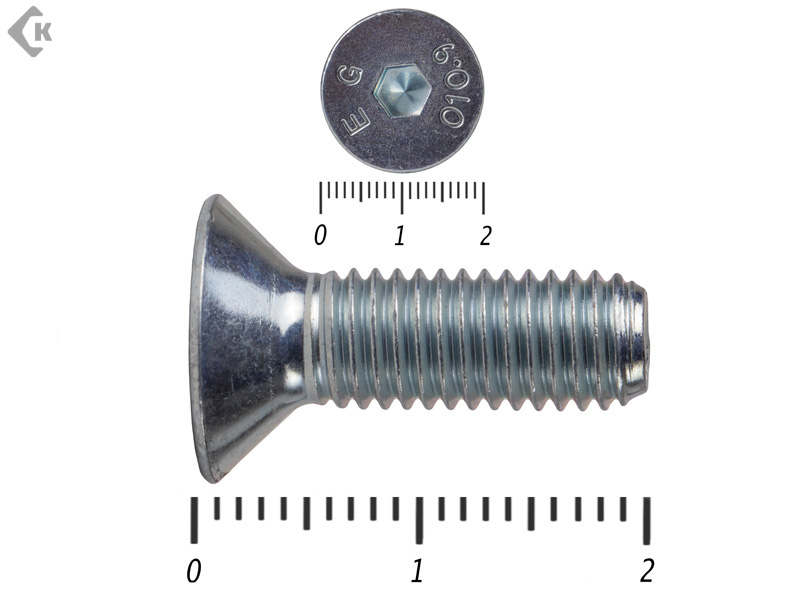 Винт потайной с внутр. шестигр.,  полная резьба, цинк DIN 7991  10х20 пр.10.9 (100шт)