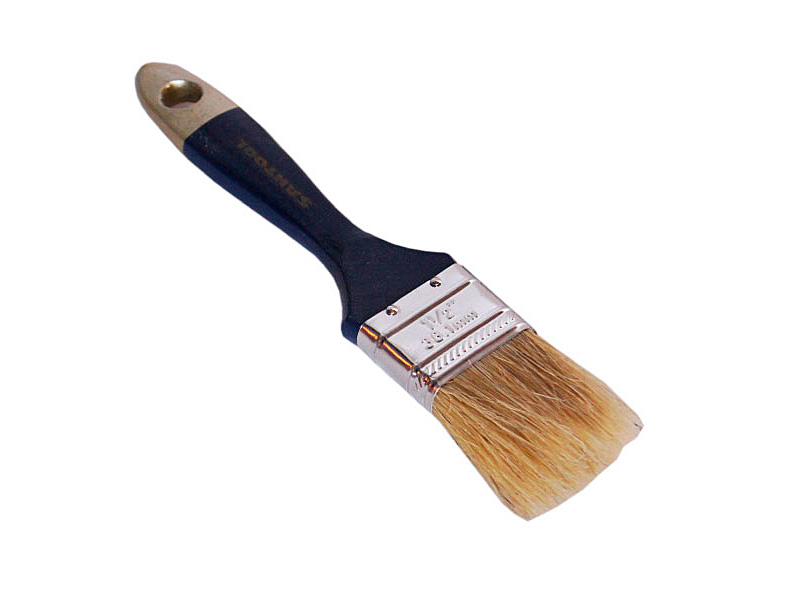 Кисть "SANTOOL" плоская ЭКСПЕРТ 1,5" натуральная щетина синяя деревянная ручка