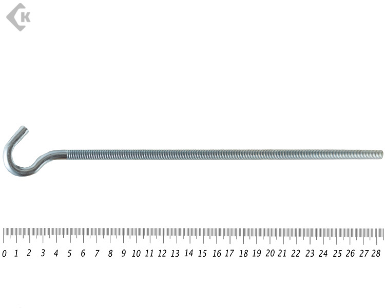 Крюк с метрической резьбой  м8х250 (1шт)ф