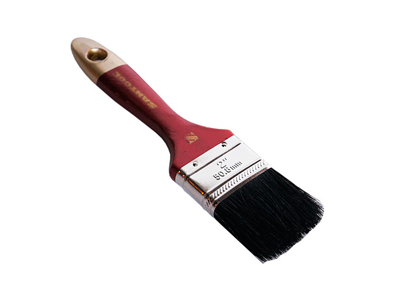 Кисть "SANTOOL" плоская МАСТЕР 1,5" черная натуральная щетина деревянная ручка