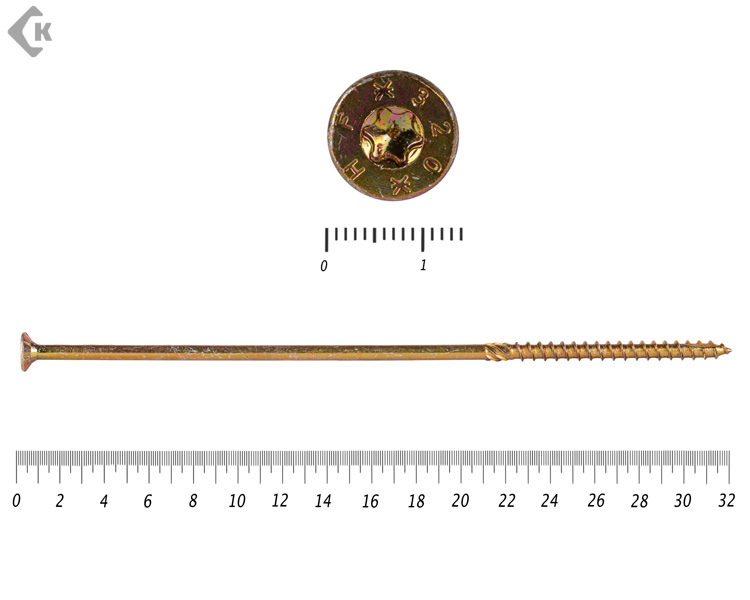 Саморезы Конструкционные, потай Torx, желтый цинк      8.0х320 мм ПРОФИ HIMTEX (50 шт)